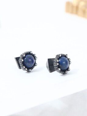 Alexis Bittar Lapis Lazuli Blackened Stud Earrings